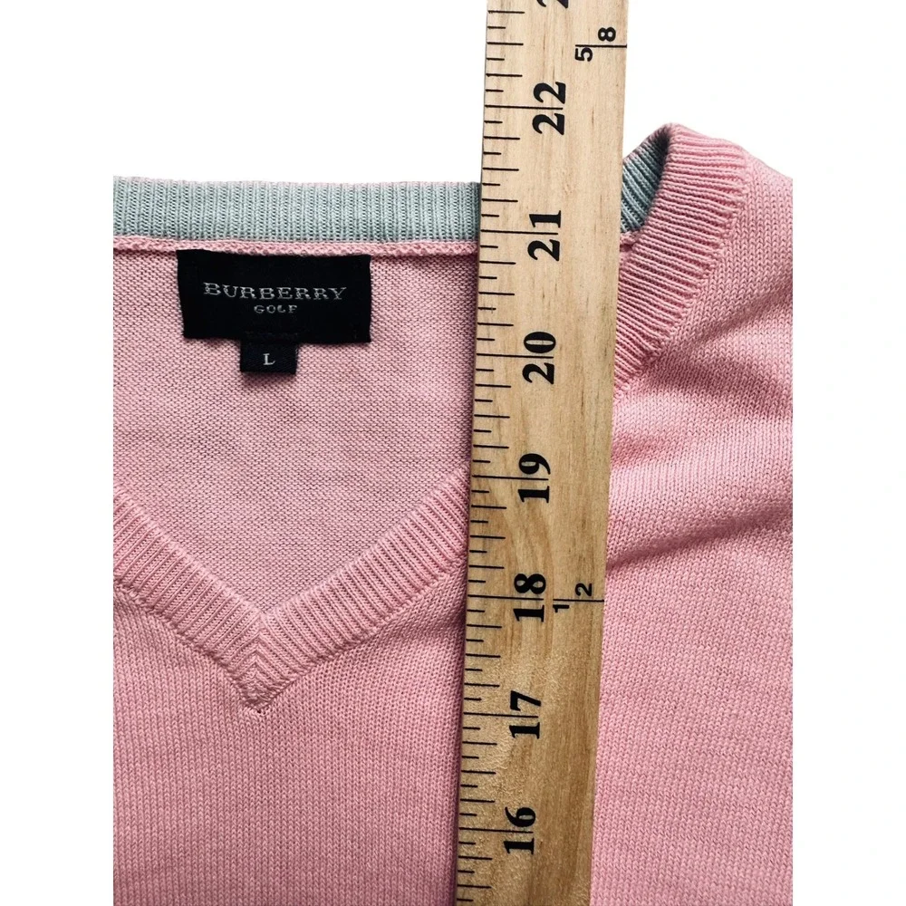 Preppy Vintage Burberry Golf Pink Cotton Sweater Vest V Neck Large